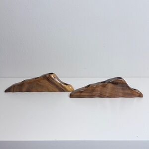 Handmade Vintage Hawaiian Wood Mountain Taper Candle Holders